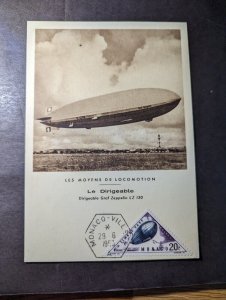 1953 Monaco LZ 130 Graf Zeppelin II Airship Maxi Postcard Cover Ville
