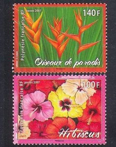 Fr. Polynesia Hibiscus Bird of Paradise Flowers 2v 2007 MNH SG#1067-1068