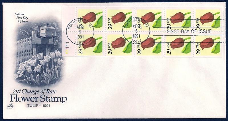 UNITED STATES FDC 29¢ Tulip PANE 1991 ArtCraft