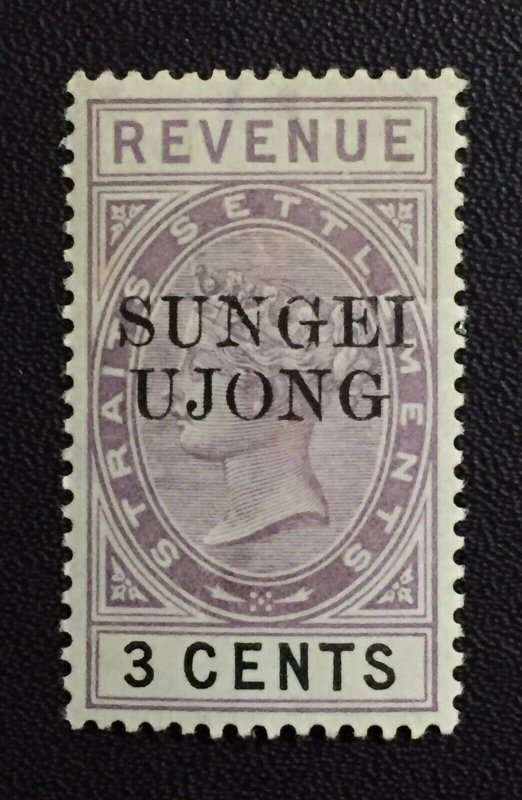 MALAYA SUNGEI UJONG opt STRAITS SETTLEMENTS QV REVENUE 3c MNH ISC#R3 M3464