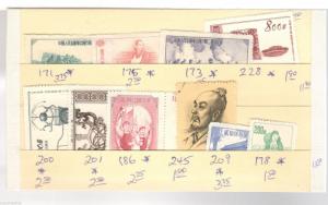PRC 9 MH stamps #171 175 173 228 200 201 286 209 178 plus #245 Θ used