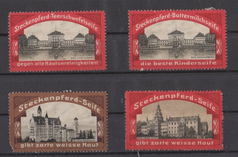 German Steckenpferd Soap Advertising Stamps - Gera, Nymphenburg & Neuschwanstein