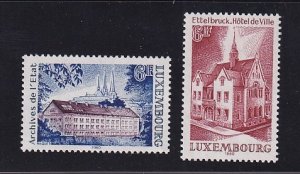 Luxembourg   #639-640  MNH   1980  archives building   Ettelbruck town hall