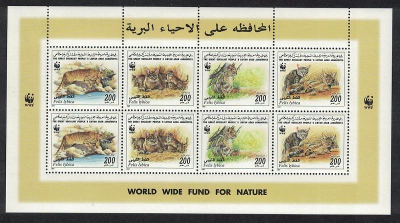 Libya WWF African Wild Cat Sheetlet of 2 sets SG#2654-2657 MI#2496-2499