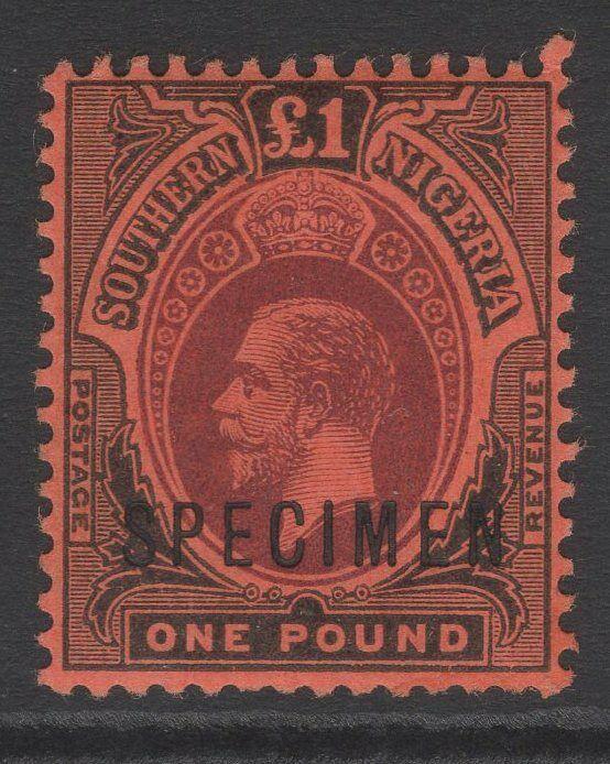 SOUTHERN NIGERIA SG56s 1912 £1 PURPLE & BLACK/RED MTD MINT