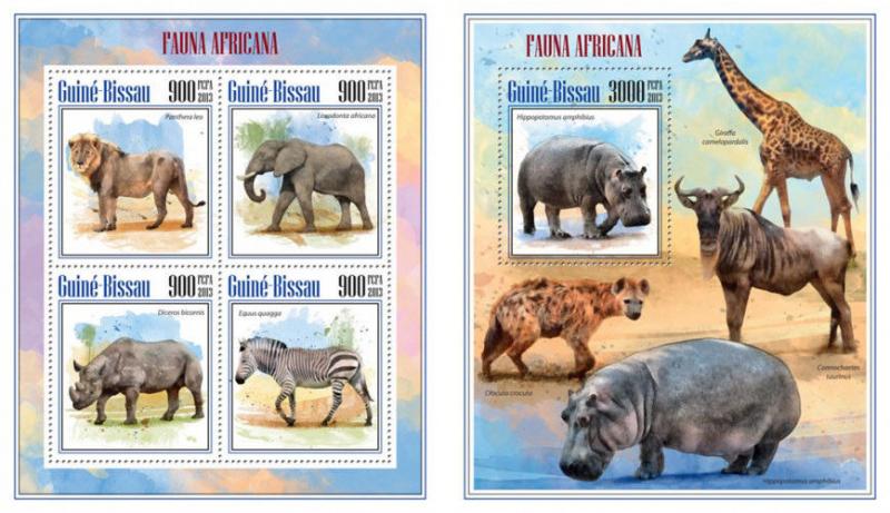  Animals Elephants Elefanten Lions Zebras Fauna Guinea-Bissau MNH stamp set