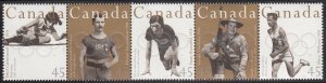 Canada 1996 MNH Sc 1612ai Top strip of 5 Never folded 45c Olympic Gold Medlists