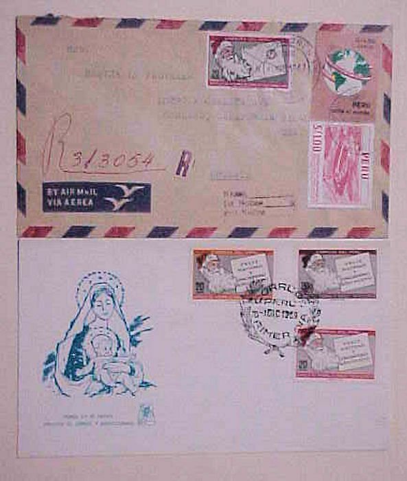 PERU  SANTA CLAUS FDC 1969 & 1967 REGISTERED  COVER TO USA