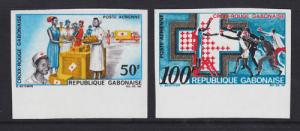 Gabon Sc C68 var-69 var MNH. 1968 Red Cross, Matched Imperf XF