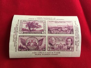 US 1936 Scott #778 3c TIPEX 3rd INTN'L PHILATELIC EXHIB. 4 STAMP SOUVENI...