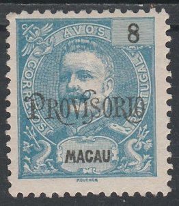 MACAU 1902 PROVISORIO OVERPRINTED CARLOS 8A