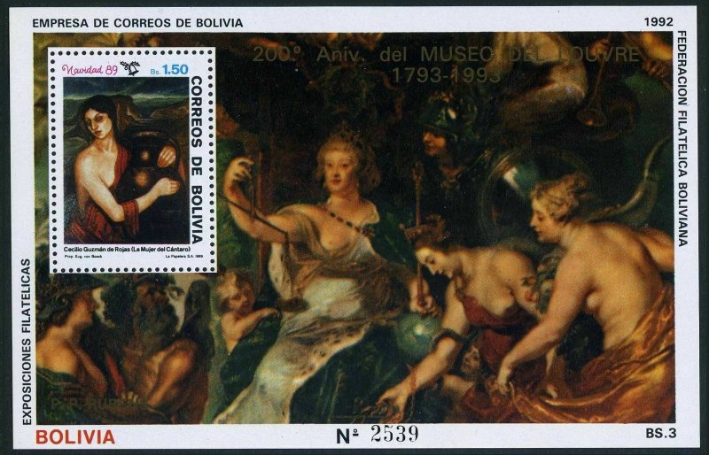 Bolivia 797a,MNH.Mi Bl.202. Louvre-200,1993.Art by Peter Paul Rubens,de Rojas.