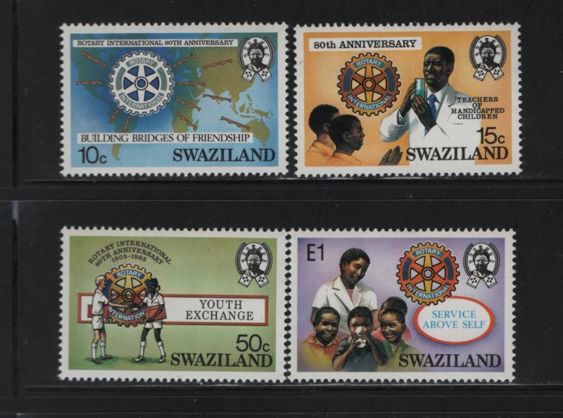 SWAZILAND 471-474 (4) Set, Hinged, 1985 Rotary Emblem