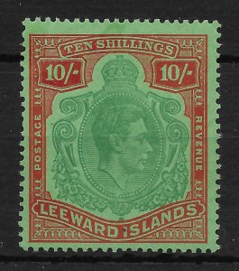 LEEWARD ISLANDS SG113ca 1947 10/= DP GREEN & DP VERMILION/GREEN MISS PEARL MNH