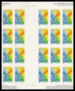 US B5a Breast Cancer imperf NDC vert gutter block 20 A MNH 2014