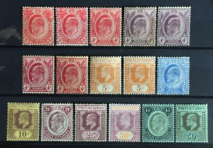 Malaya Straits Settlements 1906-12 KEVII 16V MInt MCCA part set SG#153-164 M4313