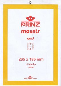 Prinz SCOTT Stamp Mount 185/265 mm - CLEAR - Pk of 5 (185x265 185 mm) STRIP 1073