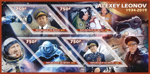 Stamps. Space. Famous people. Alexey Leonov 2019 year 1+1 sheets perforated