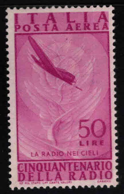 Italy Scott C121 MH* airmail  stamp commemorating  50th Anniversary of Radio