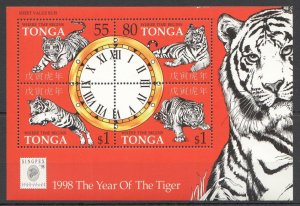 O0098 1998 Tonga Fauna Animals Lunar Calendar Year Of The Tiger Kb Mnh