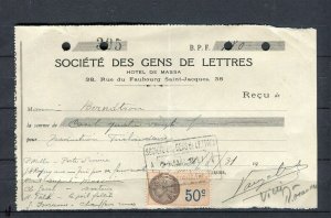 FRANCE; 1920s early fine used Revenue Document stamped item