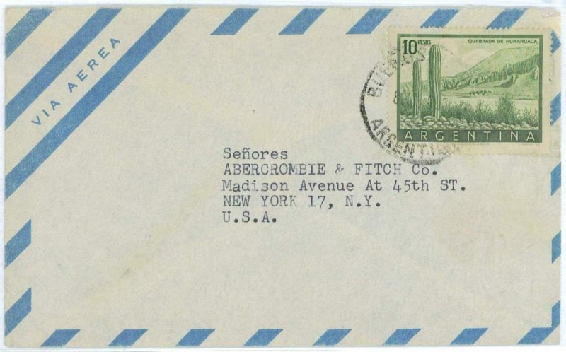 aa3059  - ARGENTINA - POSTAL HISTORY -  AIRMAIL COVER to the USA