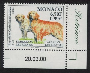 Monaco Golden Labrador Golden Retriever Dogs Corner Date 2000 MNH SG#2443