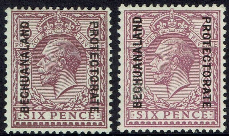 BECHUANALAND 1925 KGV 6D BOTH SHADES WMK BLOCK CYPHER  