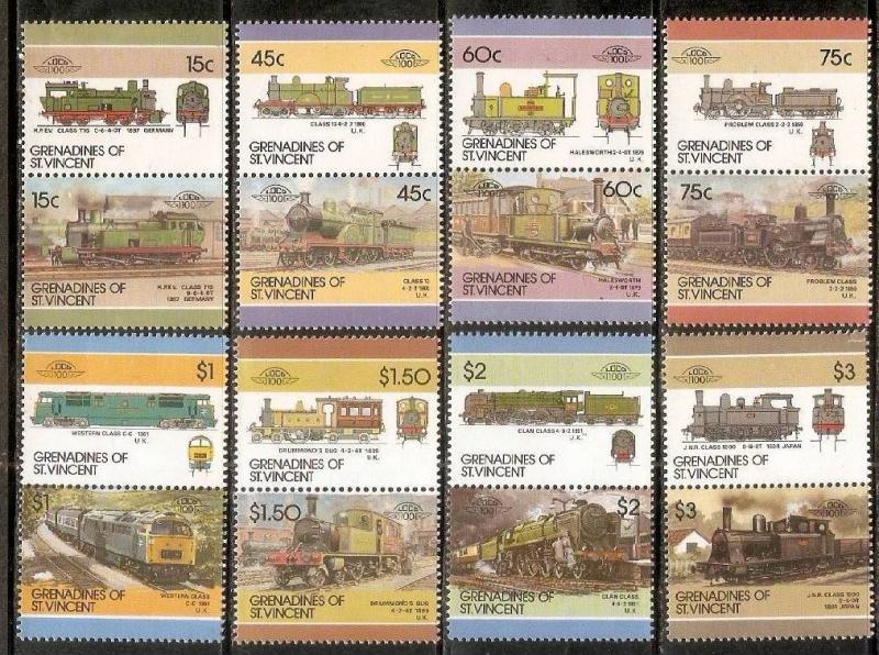 Grenadines of St. Vincent 1985 Locomotives Railway Trains Transport Sc 305-34...