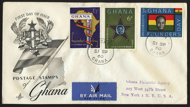 wc049 Ghana Founder's Day 1960 FDC first day cover