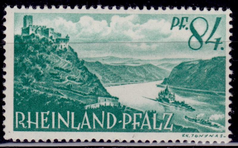 Germany, 1947-48, Rheinland-Phalz, Castles on Rhine, 84pf, sc#6N14, MLH