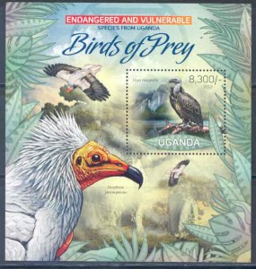 UGANDA 2012  ENDANGERED & VULNERABLE SPECIES OF UGANDA BIRDS OF PREY S/S MINT NH