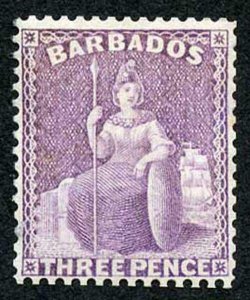 Barbados SG75 3d mauve perf 14 wmk Crown CC M/Mint Cat 170 pounds Fresh