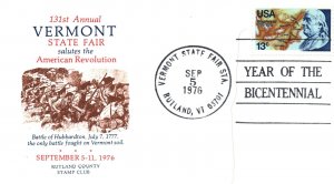 131st VERMONT STATE FAIR SALUTES THE AMERICAN REVOLUTION CACHET RUTLAND VT 1976