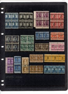 US Stamp #17 EARLY USED PRE CANCEL BLOCKS - UNCHECKED