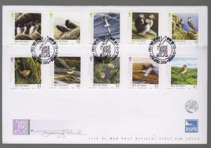 Isle of Man -  2006 ,  Manx birds set of 10 self Adhesive on FDC
