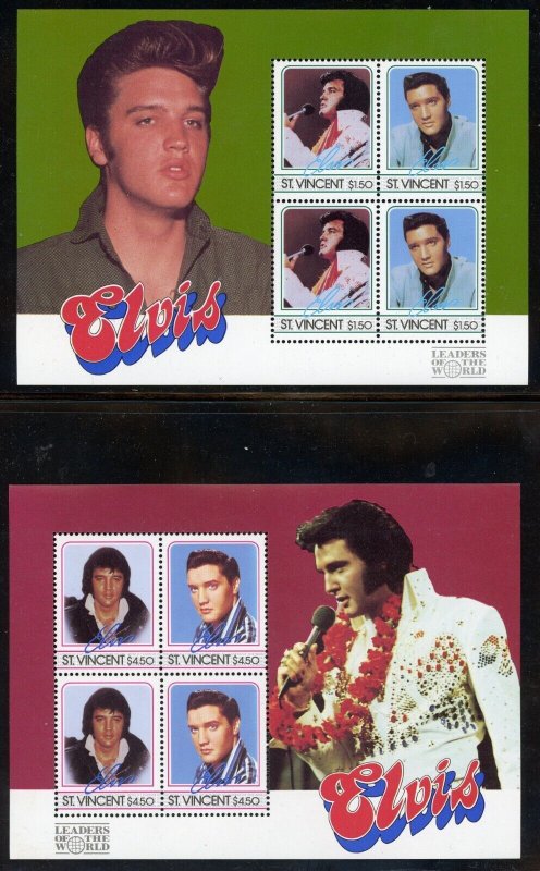 British 1985 St Vincent Elvis Presley QE2 Scott 878-81 Souvenir Sheet MNH T914