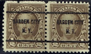 1929 .5c HALE w/Bureau precancel pair f/GARDEN CITY NY (653-61)! 