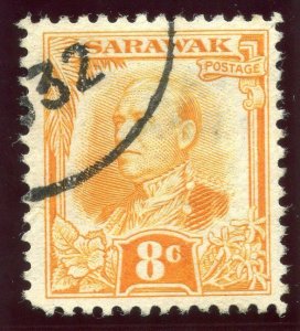 Sarawak 1932 KGV 8c orange-yellow very fine used. SG 97. Sc 100.