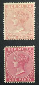 MOMEN: BERMUDA SG #22,24 1883,1886 CROWN CA MINT OG H LOT #61148