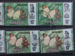 ​MALAYSIA-1971-VERY OLD LOVELY BUTTERFRIES USED 12 STAMPS-#M50-VERY FINE