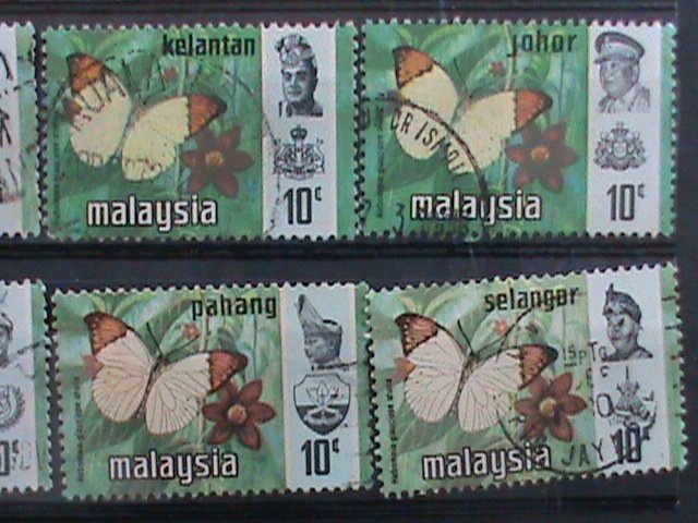 ​MALAYSIA-1971-VERY OLD LOVELY BUTTERFRIES USED 12 STAMPS-#M50-VERY FINE