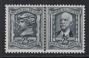 Italy 1940 25c Entrata Pair Mint Hinged / Wmk Crown Upright - S32096