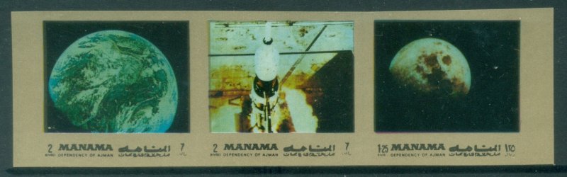 Manama 1972 Mi#945B A,B945B Space Research Gold Frame IMPERF MLH