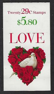 BK214 Catalog # Complete Booklet $5.80 face value 20  29cent Love Dove Heart