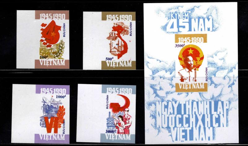 United Viet Nam Scott 2166-2170 Communist Party set and souvenir sheet