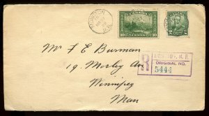 ?Scroll issue 10c + 2c registered Moncton to Winnipeg, Man. 1929  Canada