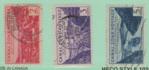 U.S. Scott #121-122-123 Canal Zone - Possession Stamps - Used Set