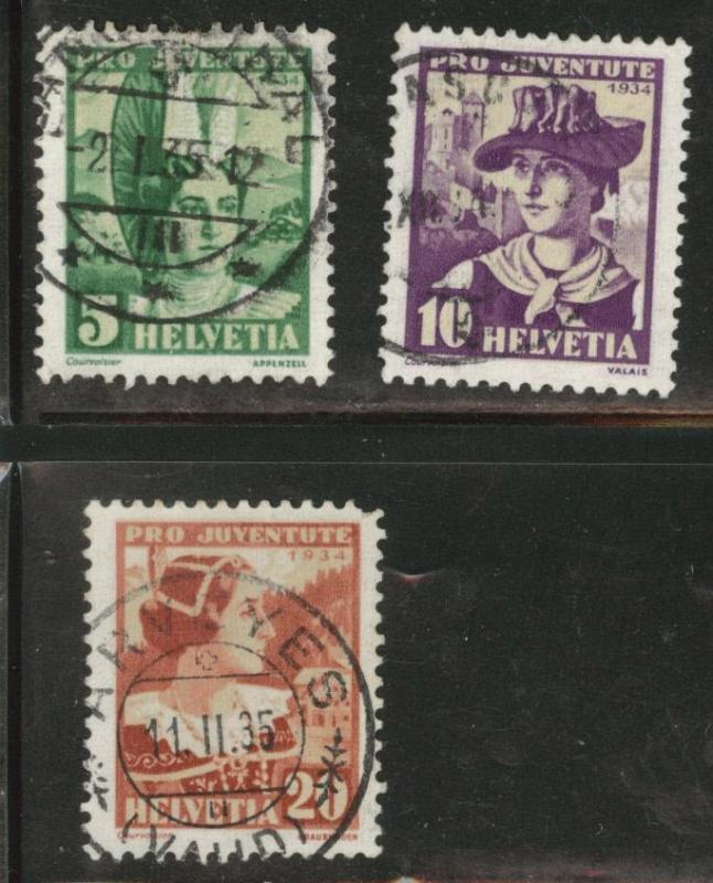 Switzerland Scott B69-71 used 1934 semipostal stamps