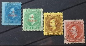 USED SARAWAK ( MALAYSIA ) 1899 FULL SET SG 32 - 35 SURCHARGE MINT CLEAN